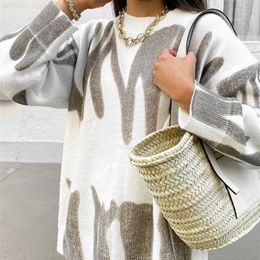 Suéteres de mujer Tossy Tie-Dye Knit Oversize Sweater Pullovers manga larga Y2k Casual Winter Streetwear Loose Pull Femme Jumper 221115