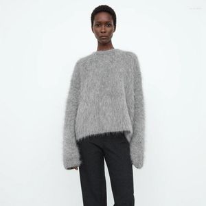 Damessweaters Totem Herfst/Winter Trui Eenvoudig Pluche Ronde Hals Gebreide Alpaca Wol Pullover Tops