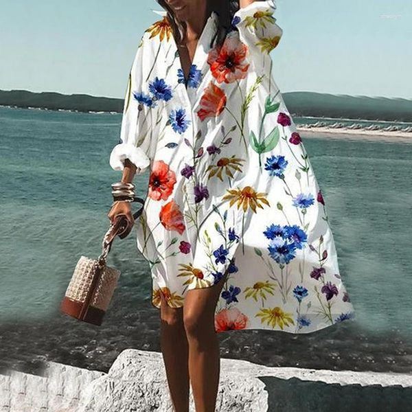 Suéteres de mujer tendencia camisa de playa falda suelta y transpirable cómoda ropa superior de flores con patrón impreso 3D 2023