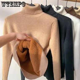 Suéteres de mujer, suéter de invierno con cuello de tortuga, suéter de punto grueso y cálido para mujer, Jersey de punto básico suelto, Jersey Drop 220906