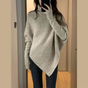 Damestruien Turtleneck gebreide trui vrouwen gebreide Koreaanse mode onregelmatige dames herfst winter casual lange mouw pullover 231201