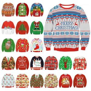 Dames Sweaters Unisex Mannen Vrouwen Trui 2021 Navidad Christmas Print Pullover Mannelijk Ugly Oversize Green Clothes Sleeve Winter Xmas XXL