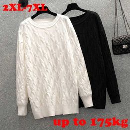 Pulls pour femmes jusqu'à 175 kg, plus la taille des vêtements pour femmes, buste 150 / 160 cm, pulls épais pour femmes, col rond, pulls torsadés, grande taille 6xl 7xl J231227