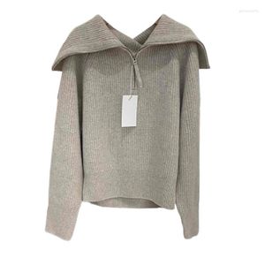 Suéteres para mujer VANOVICH Estilo coreano 2023 Otoño Color sólido Casual Cremallera Marinero Collar de manga larga Jersey de punto Moda femenina