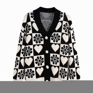 Pulls pour femmes Gilet pour femmes Automne Hiver 2021 Pull Tops Dames Rétro Manches Longues Simple Boutonnage Plaid Lâche Vhals Tricoté Tenue J220915