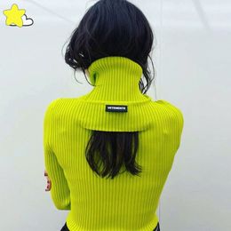 Damestruien Vetments Sweater Men Women Casual Fashion strak Houd Warm gebreide fluorescerende groene vaste kleur Rapel Rapel Hollow VTM Sweatshirts 230811