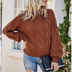 Suéteres de mujer Vintage Twist Sweater Mock Neck Jersey Cable Knit Y2K Manga larga Top Tendencia Diseño Invierno Mujer Traje Jumper