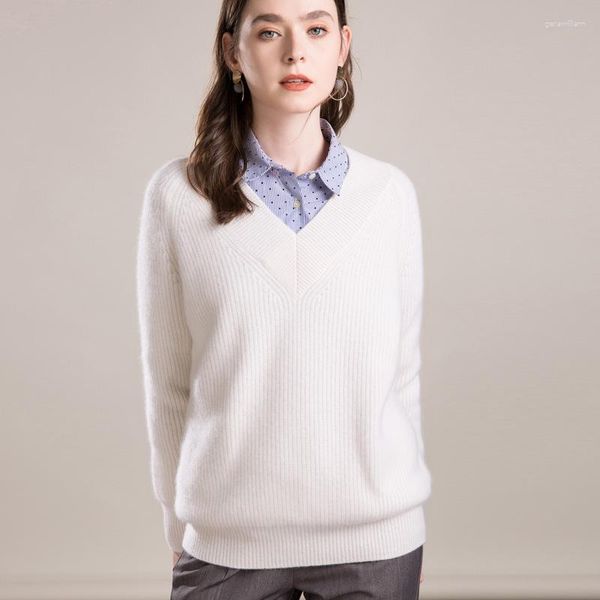 Pulls pour femmes Blanc Laine Cachemire Pull à col roulé Mujer Femmes Style coréen Pull Fem Me 2023 Automne Hiver Tricots Plus Taille surdimensionnée