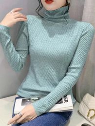 Damestruien Winsleter Elegante basiskleding Trui met lange mouwen Trui Herfst Lente Dames Coltrui Effen gebreide kleding Slanke tops