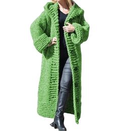 Chandails pour femmes Vêtements d'hiver Femmes Cardigan Pull Cardigan à capuche pour femme Lâche Tricot Long Manteau Femme Grande Taille S-5XL WM02 231117