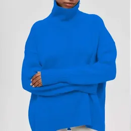Suéteres femininos inverno moda solta manga comprida pulôver sólido feminino escritório-senhora roupas casuais meia gola alta suéter jumper 29418