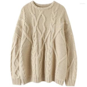 Damessweaters Winter Oversized kabelgebreide kasjmier trui Pullover Ronde hals Dikke trui Tops met lange mouwen