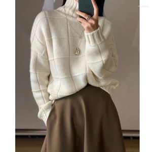 Suéteres de mujer Winter Pure Wool Turtleneck Ladies Sweater Sweater informal de cajas de punto de manga larga