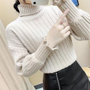 Pulls pour femmes pull d'hiver femmes en vrac chaud tricoté col roulé pull torsadé 2021 coréen Streetwear paresseux Oaf femmes hauts