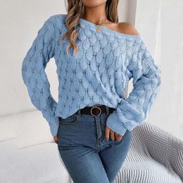 Damessweaters Winter Warm Gebreid Effen Blauwe Trui Zachte Pullover Diamond Ripped Koreaanse Herfst Vrouw Jas O Hals Jumper Shirts