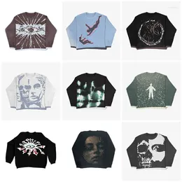 Pulls pour femmes Femme Vêtements Vintage O-Cou Tricots Y2K Portrait Impression Pull Hiver Haruku Pull surdimensionné Esthétique