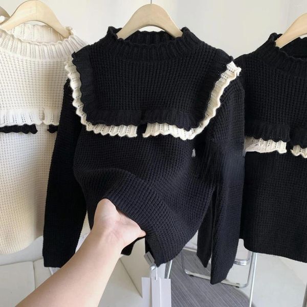 Pulls pour femmes Femme Pulls tricotés Femme Demi-cou Doux Haute Qualité Dames Jumpers Vêtements Élastique Tricot Polaire G194