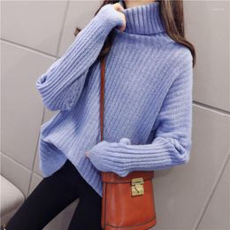 Женские свитера, осень-зима 2022, однотонный свитер с высоким воротником, женский однотонный вязаный пуловер с длинным рукавом, повседневный свободный теплый джемпер