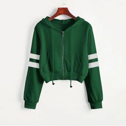 Pulls pour femmes Couleur unie Courtes barres parallèles Sweat à capuche Femmes Casual Manches longues Blouse à capuche