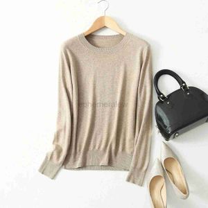 Pulls pour femmes Femmes 85% Soie 15% Cachemire Col rond Tous les jours Pull à manches longues Pull Top Shirt JN541 zln231127