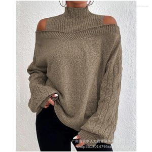 Maglioni da donna Donna Autunno Inverno Caldo pullover spesso Top maglione Maglia a trecce Manica lunga a lanterna Spalla fredda