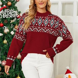 Pulls pour femmes Femmes Casual Crew Neck Christmas Contraste Colorblock Knit Pull Pull VS Half Zip