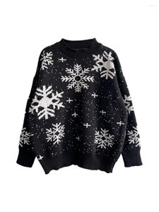 Pulls pour femmes Femmes Mignon Noël Casual Flocon De Neige Imprimer Chaud À Manches Longues Pull Vacances Laid Tricot Pull Jumper Top