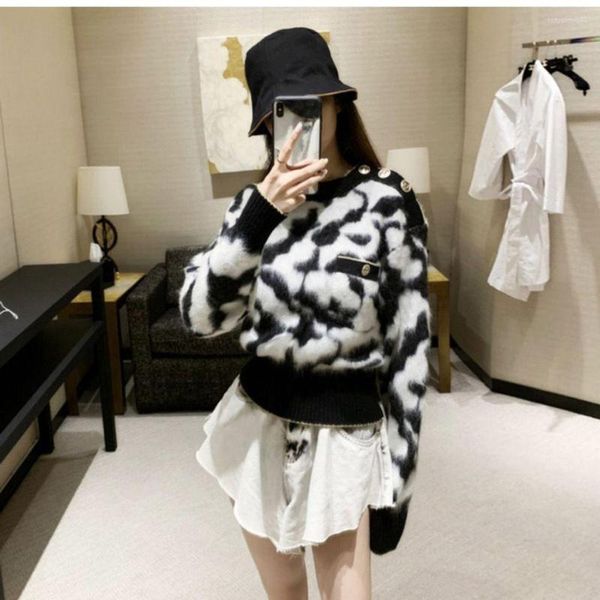 Pulls pour femmes Mode féminine Harajuku Lâche Casual Jumper Tie Dye Pull Chaud À Manches Longues O-Neck Tricots Surdimensionné Streetwear BF Style