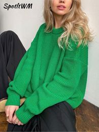 Dames truien vrouwen groen gebreide trui trui pullover herfst winter oversized o-neck lange mouw vrouwelijke casual solide warme jumper tops 221201