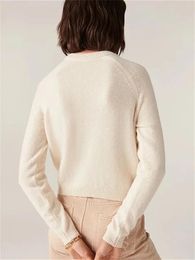 Suéteres para mujer Mujeres Carta Logo Bordado Lana Mezclado Suéter 2023 Primavera Damas All-Match Manga larga Single Breasted Simple Jersey