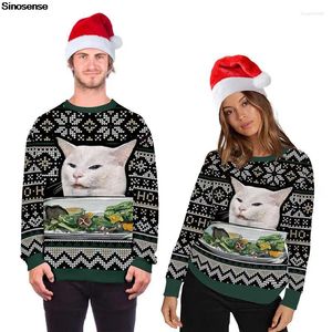 Pulls pour femmes Femmes Hommes Pull de Noël laid Funny Cat Flocons de neige Collants Jumpers Tops Pull Sweat à capuche de Noël Sweat-shirt