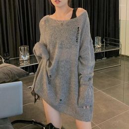 Pulls pour femmes Femmes Mohair évider pull printemps été lâche surdimensionné tricot pull hauts décontracté à manches longues tricots à l'épreuve du soleil K019