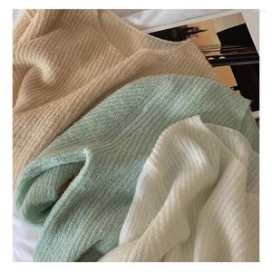 Dames truien vrouwen o-neck fluwelen zachte elegante gebreide pullovers trui lange mouw voor 2024 herfst winter