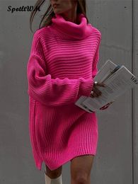 Pulls pour femmes Femmes surdimensionnées col roulé tricoté pulls automne hiver décontracté à manches longues pull pulls élégant chaud pull robes 230301