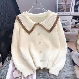 Dames truien dames pullover trui 2023 lente herfst mode lange mouwen poppen kraag gebreide losse casual vrouwelijke jumper tops