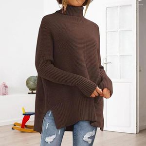 Suéteres de mujer Mujeres Jersey Suéter Acogedor Cuello alto Grueso Cálido Elástico para Otoño Invierno Manga larga