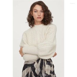 Dames truien dames 2022 winterkabel gebreide trui lamp mand mouw pullover driedimensionaal twist bodem shirt