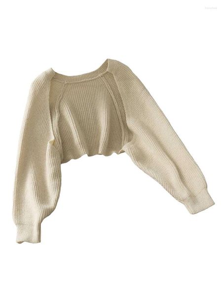 Pulls pour femmes Femmes S Chunky Knit Pull Cardigan À Manches Longues Surdimensionné Ouvert Avant Cropped Bolero Shrug Top