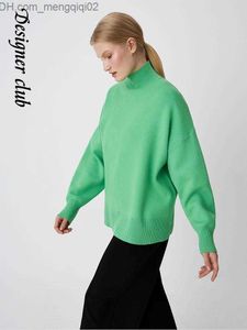 Sweaters de mujeres Fashion's Women's Casual Half Turtle Neck Séter Ultra Fin Fit Flower Flower Top 2023 Outumn/Winter Women's Warm Coat Z230811