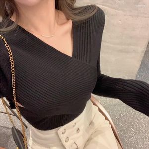 Dames Truien Dames Dames Sexy V-hals Slim Fit Pullover Trui Lange mouw Informeel Lente Herfst Gebreid Tops Grote maten Rekbaar