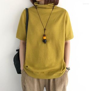 Pulls de femmes Pr￩sintoraux Fonction d'automne printemps Japan Style Couleur solide Half manche adoucisse tricot Pull Bureau Lady Blouse Femme d￩contract￩e