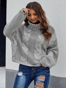 Dames truien vrouwen trui lange mouw solide kleur turleneck kabel gebreide sweatshirts mode casual vrouwelijke pullover kleding voor winter