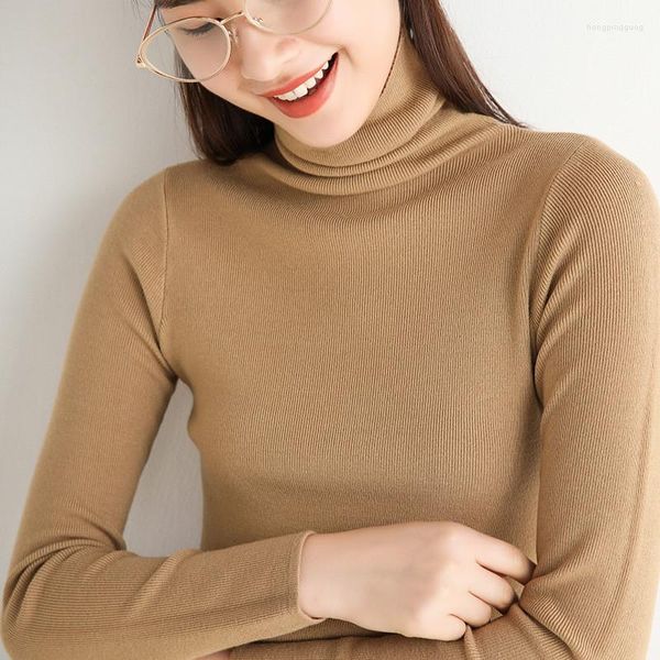 Pull Femme Pull Femme Simple Slim Col Roulé Tricoté Blanc Noir Beige Rouge Pull Pull Femme 2023