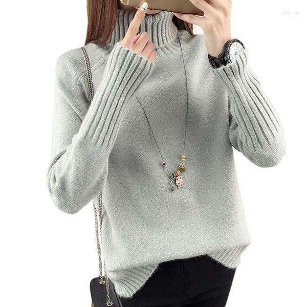 Sweaters de mujeres Turtleneck Winter Sweater 2022 Caki beige manga larga jersey hembra jersey tricot tops tull femme1