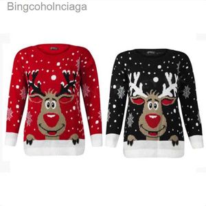 Damestruien Dames Ugly Christmas SHGTE-weer Herten Warm gebreid Nieuwe trui met lange mouwen Jumper Top O-hals Kerstman Mode Casual blouseL231010