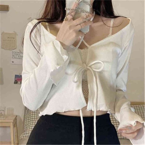 Pulls pour femmes Femmes Gilets Solide Chaud Slim Bandage Design Crop Tops Élégant Streetwear Adolescents AlleMatch Doux Belle Tricoté Basic ZY5973 J220915