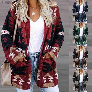 Chandails pour femmes Femmes Vintage Boho Aztec Cardigan à manches longues tricoté Noël Halloween Cardigan ouvert avant lâche Slouchy SweatersL231010