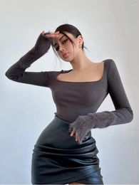 Suéteres para mujeres Womengaga Fashion Sweater 2024 Mangas de felpa Cuello cuadrado
