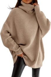 Damestruien Dames Coltrui Oversized Trui Batwing y Pullover Casual Herfst Gebreide Trui Tuniek Top 231026