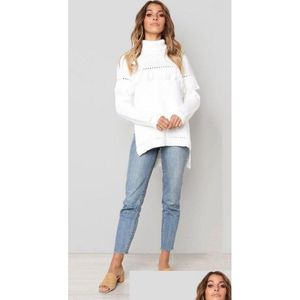 Suéteres para mujer para mujer invierno blanco otoño chorlito suéter moda manga larga ropa ropa alta calidad top entrega ropa dhdq6